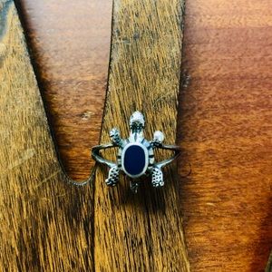 Sterling Silver Ring 925 Native Turtle Inlay
